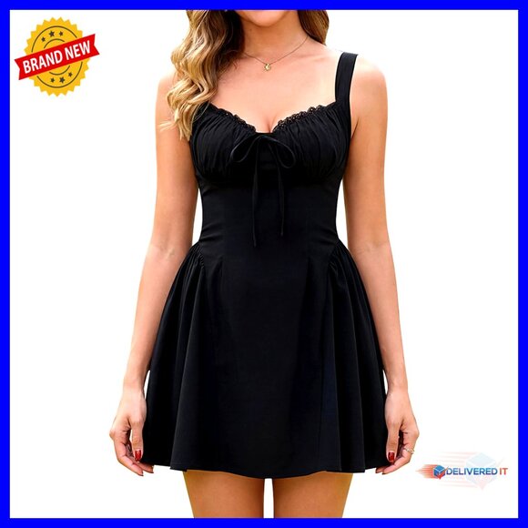 Lace Corset Mini Dress A-Line Flowy Sleeveless Graduation Party Summer - Picture 1 of 7